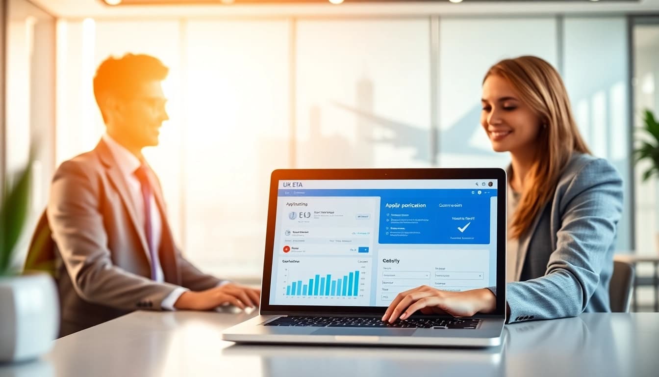 Streamlined uk eta online application process showcased on a laptop, depicting user-friendliness and efficiency.