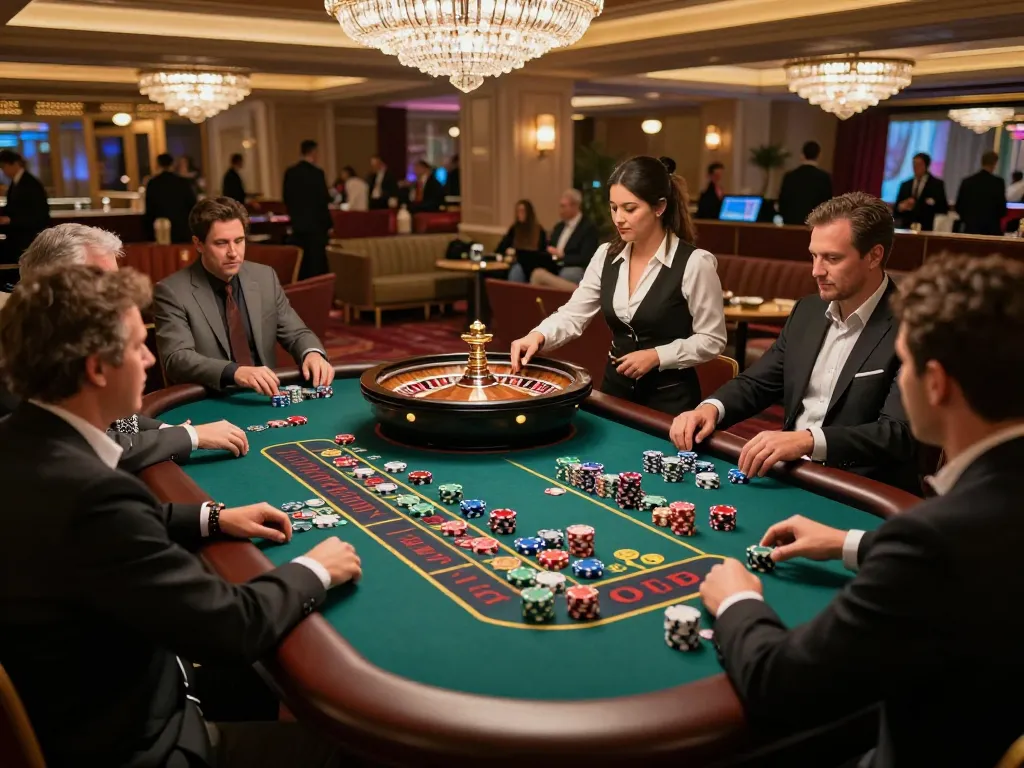 Experience thrilling gameplay at F88BET's roulette table with vibrant chips and excited players.
