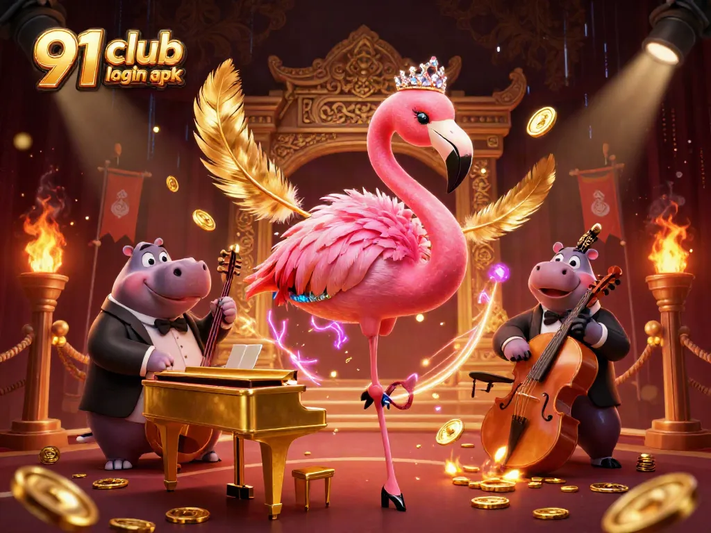Engage with the thrilling 91 club login apk experience illustrated through dynamic casino elements and characters.