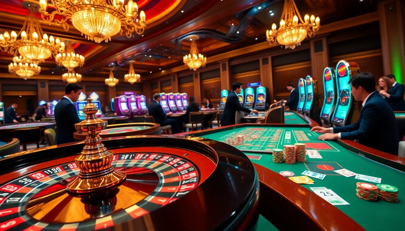 Experience the thrill of Luckywin with vibrant casino gaming, poker tables, and roulette wheels.