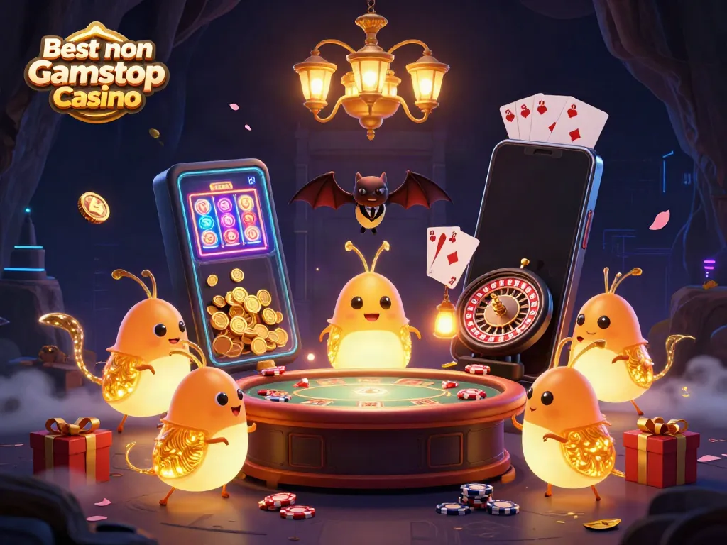 Experience thrilling action at the Best non Gamstop Casino with a lively glowworm casino scene filled with games and excitement.
