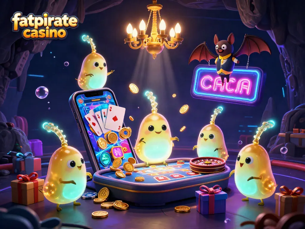 Experience engaging gameplay at fatpirate casino with vibrant glowworms in an imaginative casino scene.