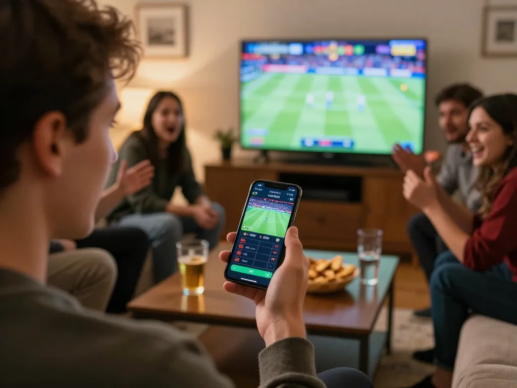 Place bets using the X88 app during an exciting sports night with friends at home.