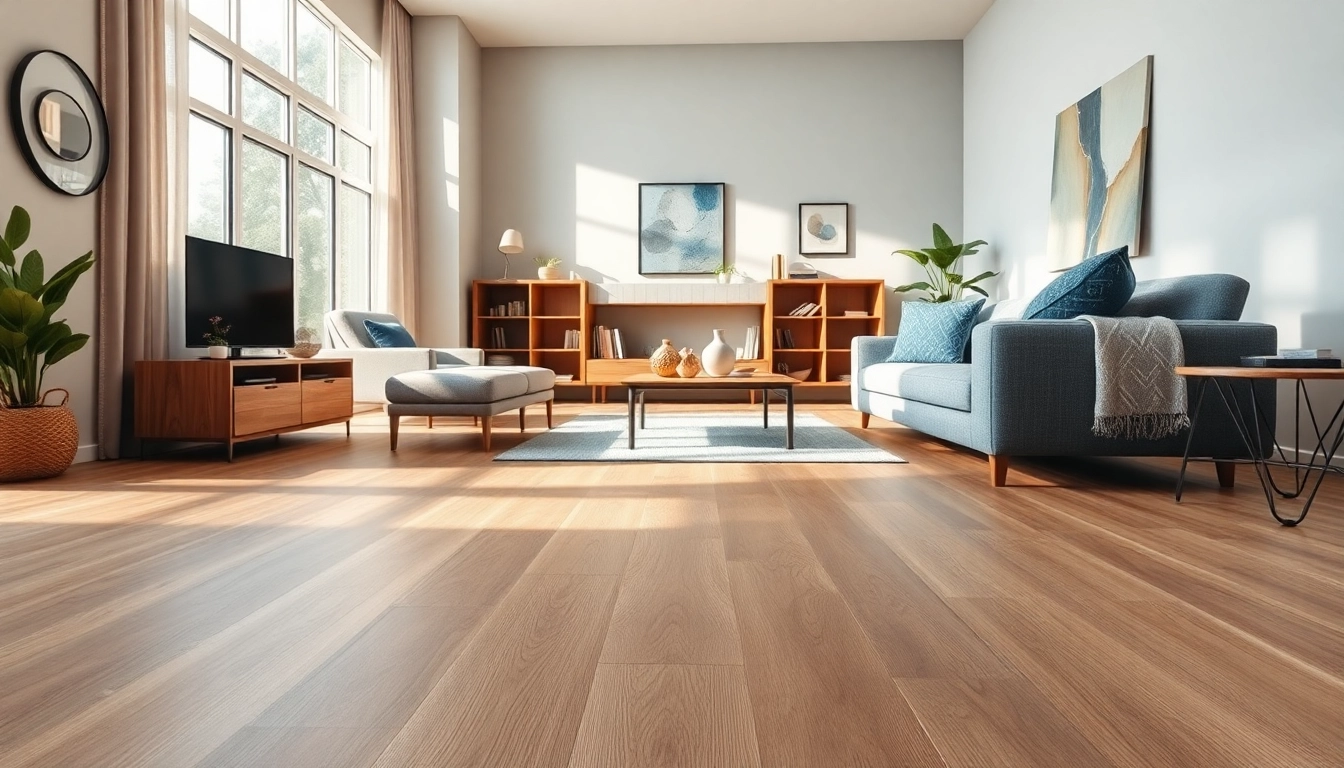 Showcasing cheap vinyl flooring in a cozy living room, highlighting its sleek, waterproof texture