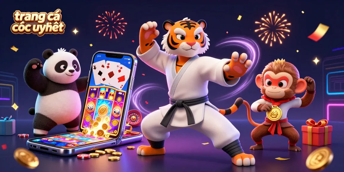Experience the excitement of trang cá cược uy tín with a kung fu tiger master and colorful gaming elements.