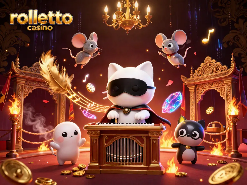 Experience exciting gameplay at rolletto casino with an enchanting scene featuring a phantom cat and dynamic casino elements.