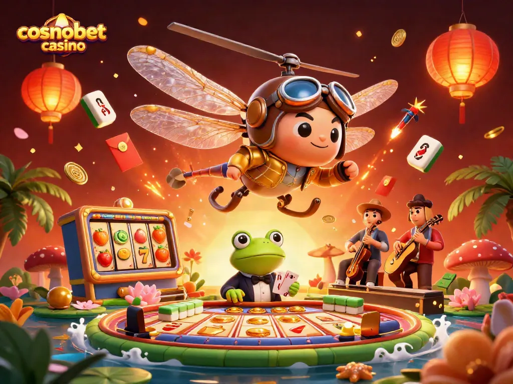 Experience the thrill of cosmobet casino with this vibrant scene of gaming excitement and entertainment.