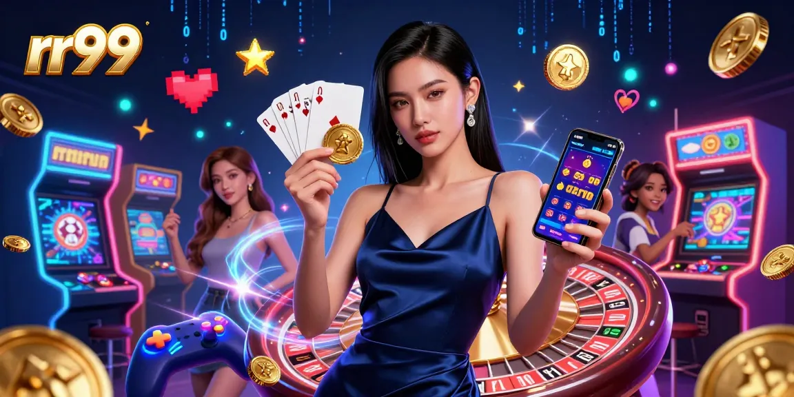 Engage in RR99 betting excitement with a stunning casino-themed digital illustration showcasing a glamorous player.