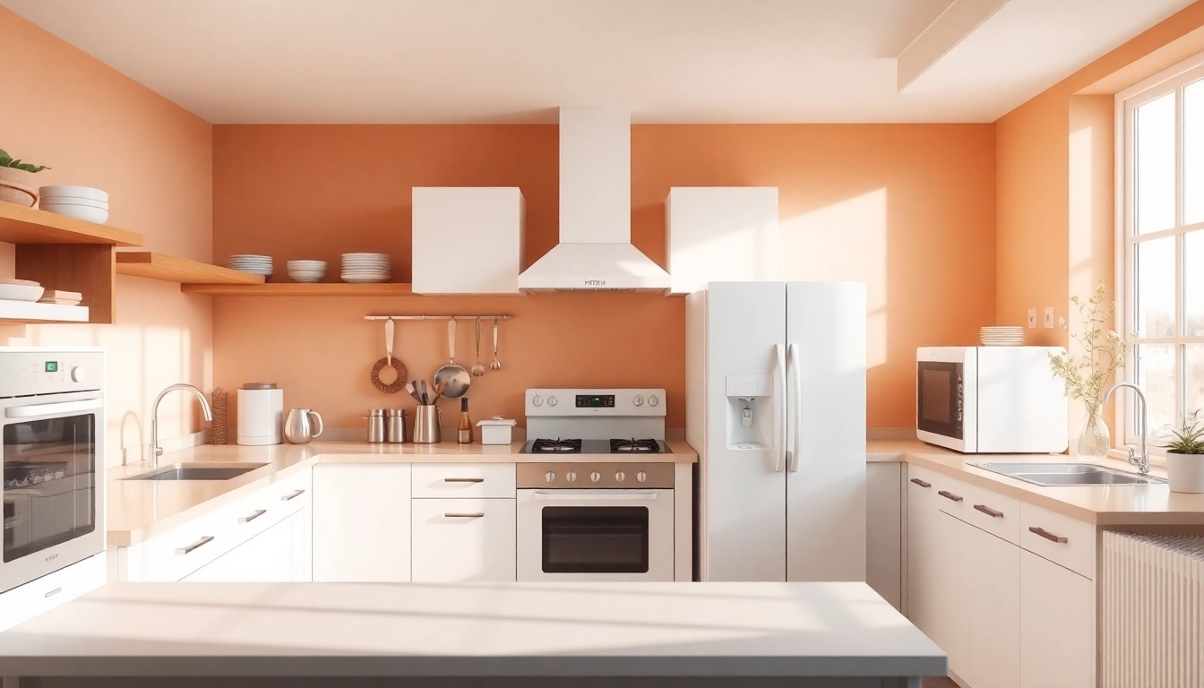 Showcase бяла техника in a stylish kitchen layout highlighting modern appliances for efficient home use.