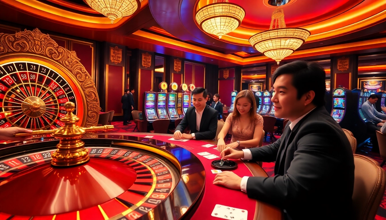 Experience the excitement of U888 with players engaging in thrilling casino activities, featuring poker and roulette tables.
