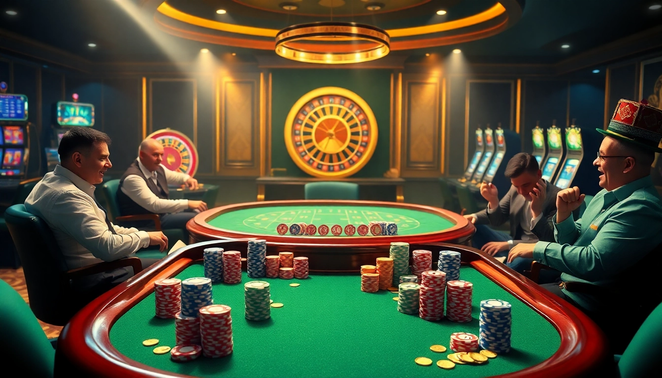 Engage in high-stakes poker at https://abc8.lol/, highlighting vibrant chips and luxurious gameplay.