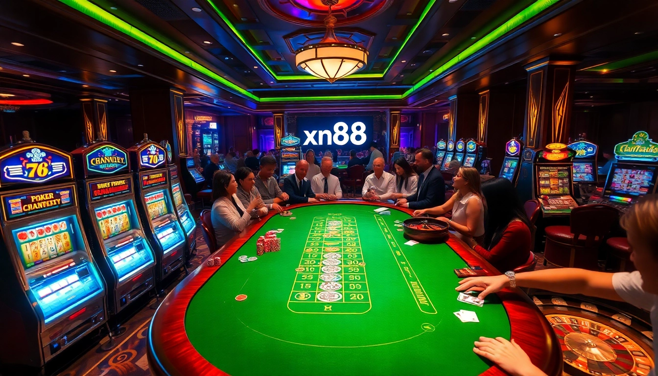 Experience thrilling gameplay at xn88 casino with vibrant tables and colorful slot machines.