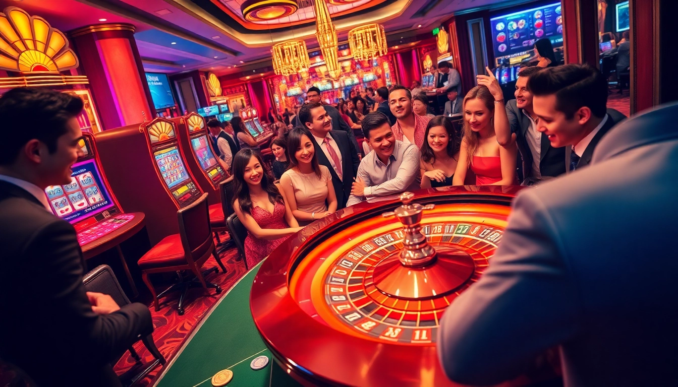 Experience the excitement of nhà cái 789win with gamblers at luxurious casino tables and vibrant slot machines.