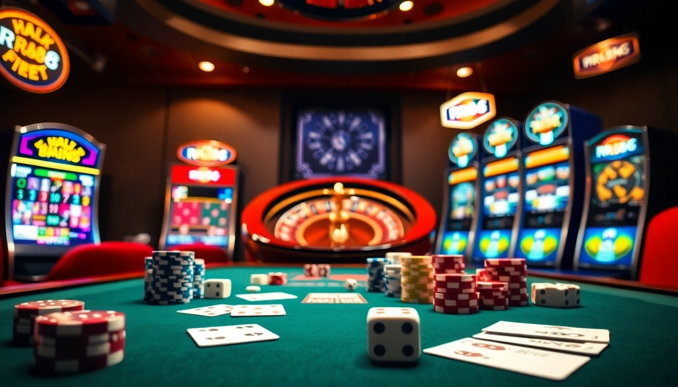 Experience the excitement of RR88 online gambling with vibrant tables and luxury decor.