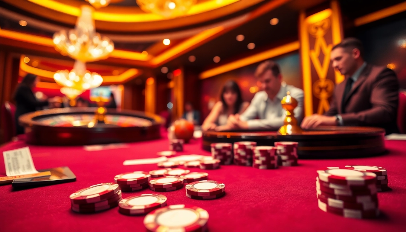 Engaged gamblers at a luxurious poker table promoting https://jun88buzz.info/ strategies and excitement.