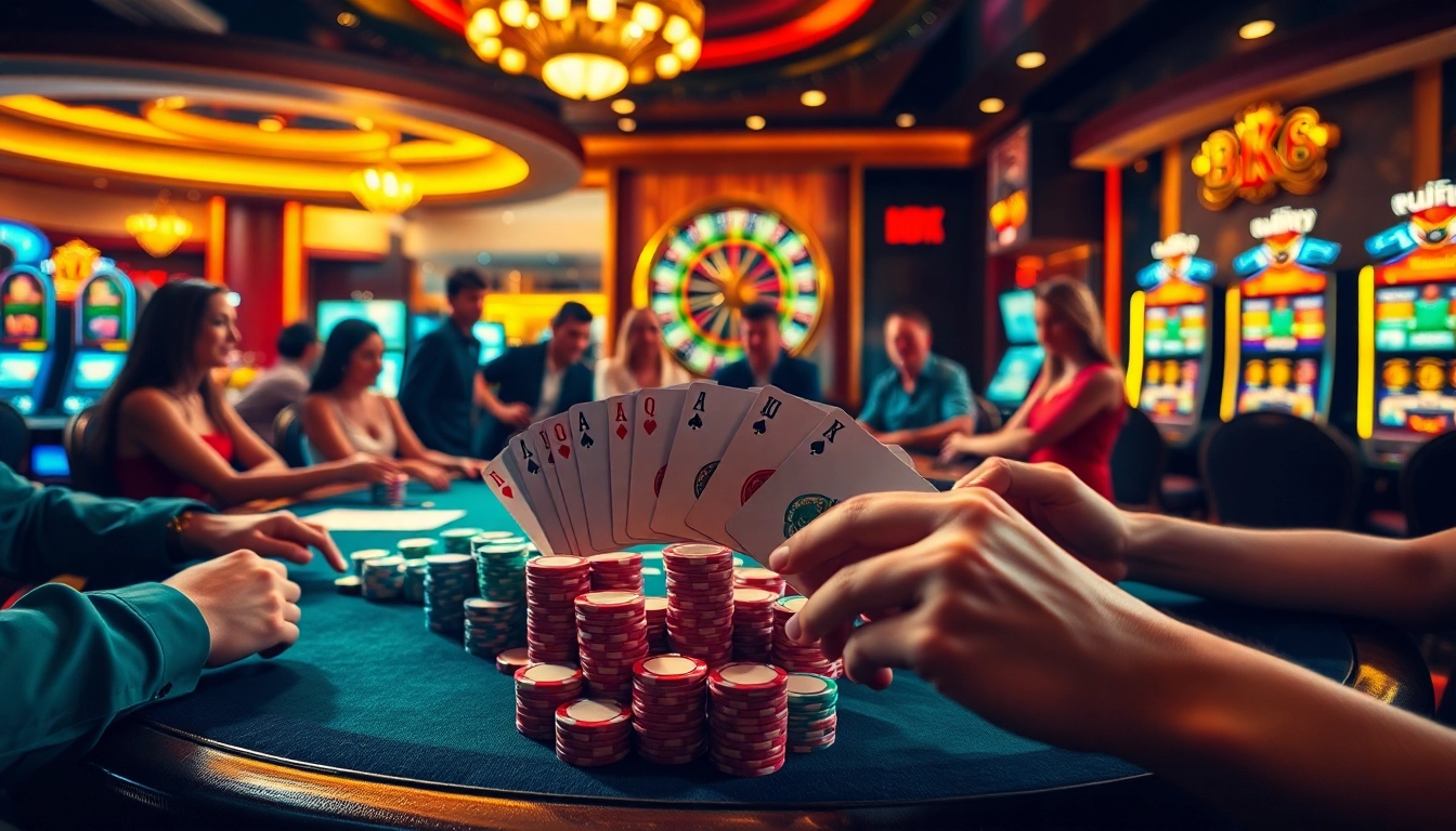 Players enjoying the excitement at https://bk8x.club/ - a vibrant and luxurious casino experience.