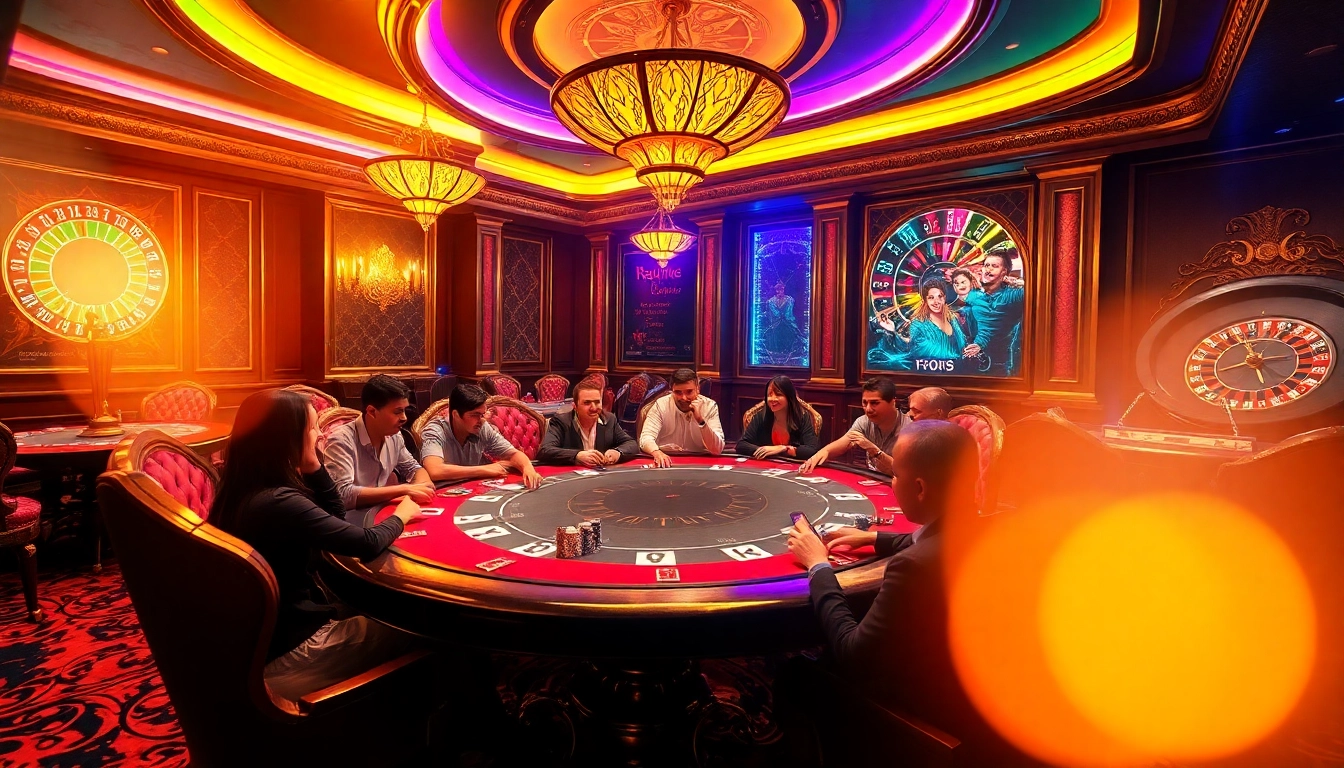 Players celebrating wins at a poker table, showcasing gambling excitement at https://f168.us/.