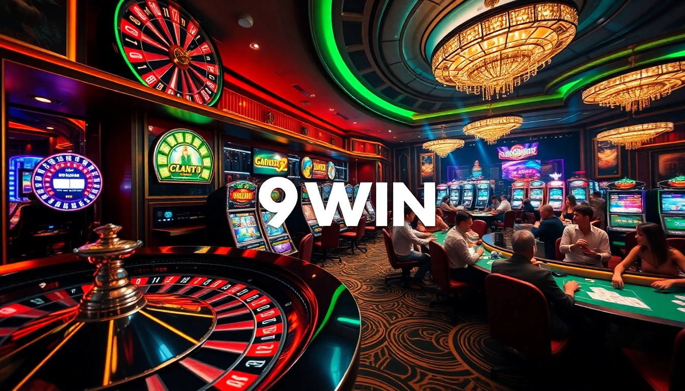 Players enjoying vibrant casino games at 9WIN, showcasing excitement and luxury in gambling.