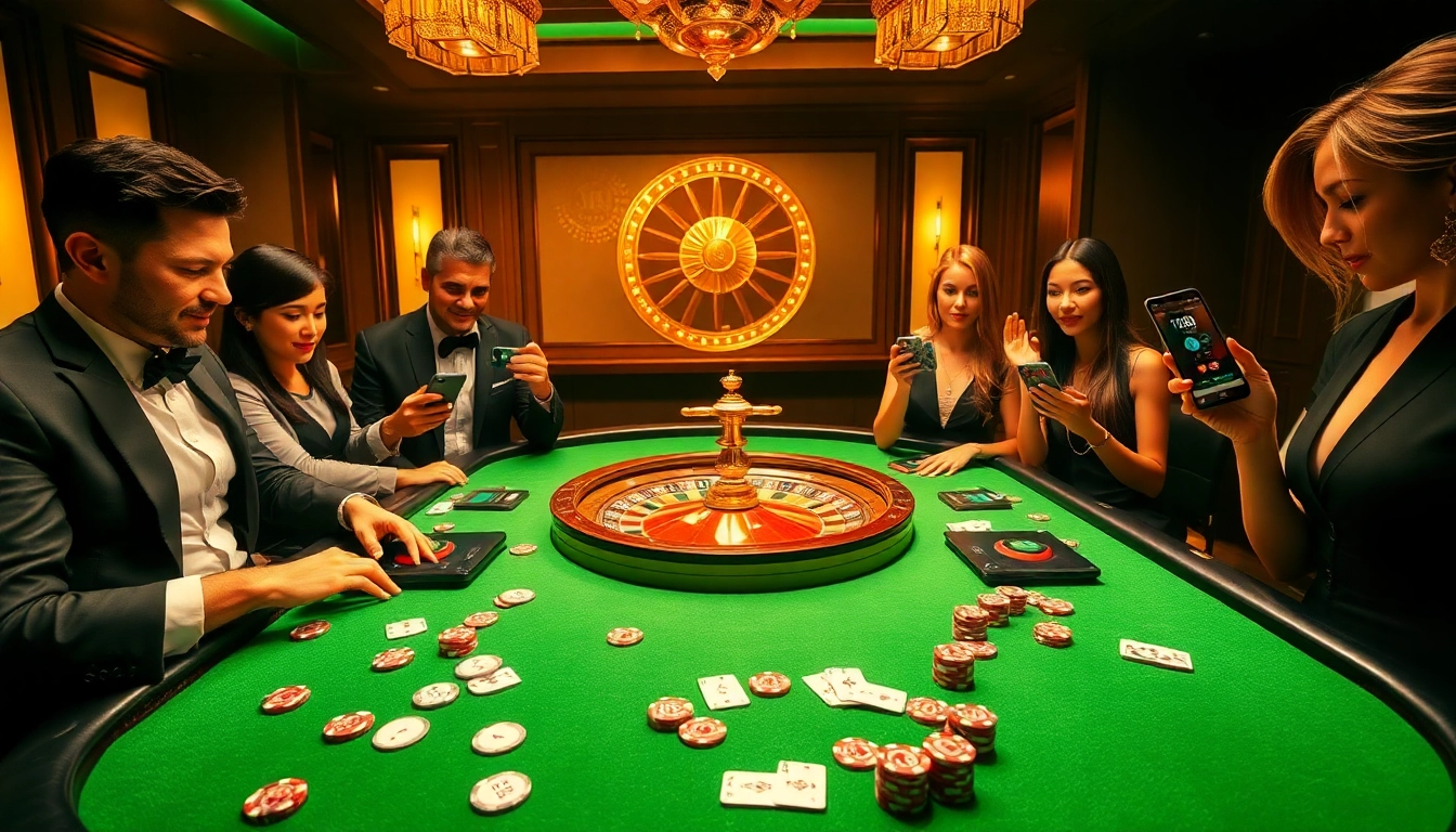Players winning at THABET casino with lively poker chips and cards on a glamourous table.
