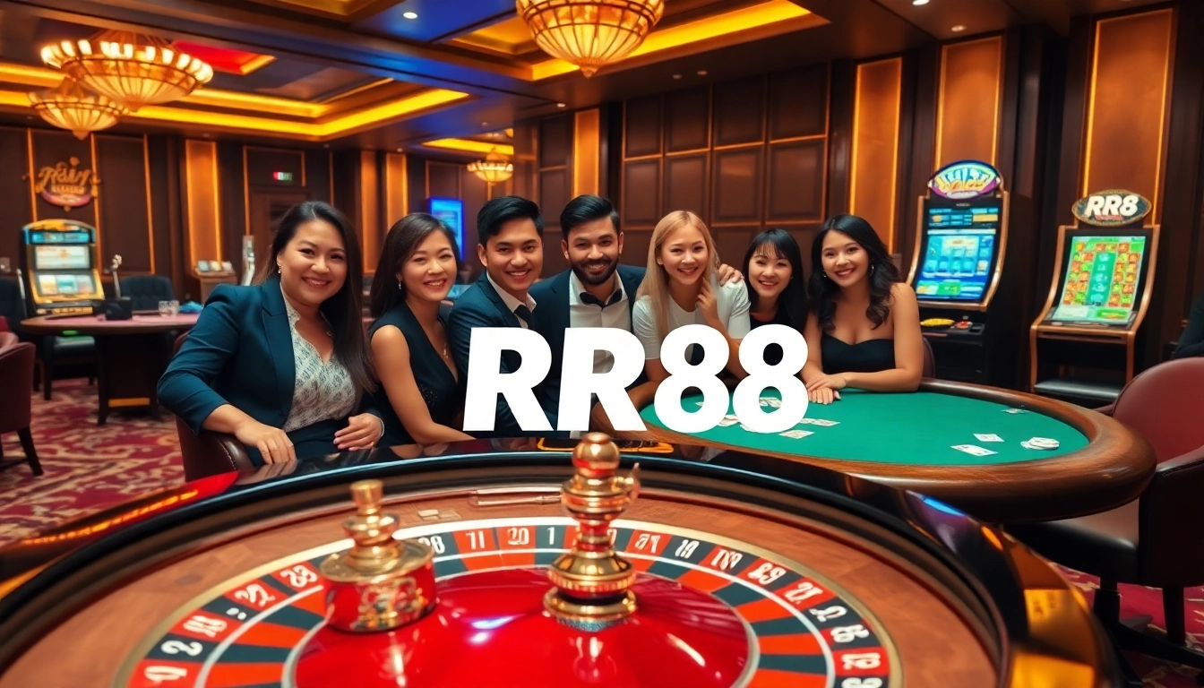 Players enjoying a thrilling game atmosphere at RR88 casino with roulette and poker.