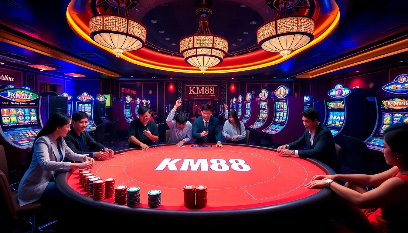Experience the thrill of betting at KM88 with high-stakes poker and vibrant slot machines.