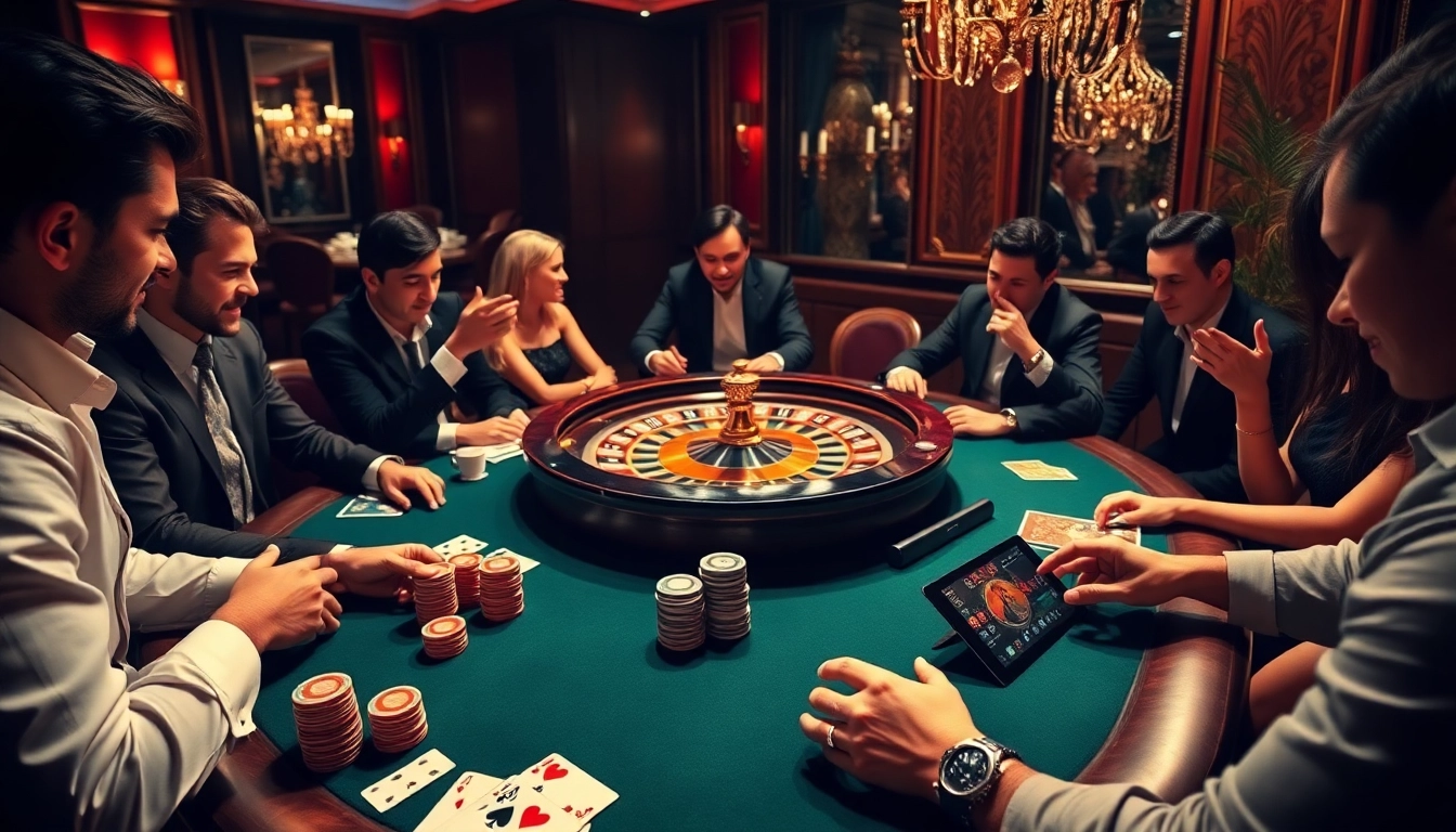 S8 players enjoying an exciting game of poker with vibrant ambiance and casino elements.