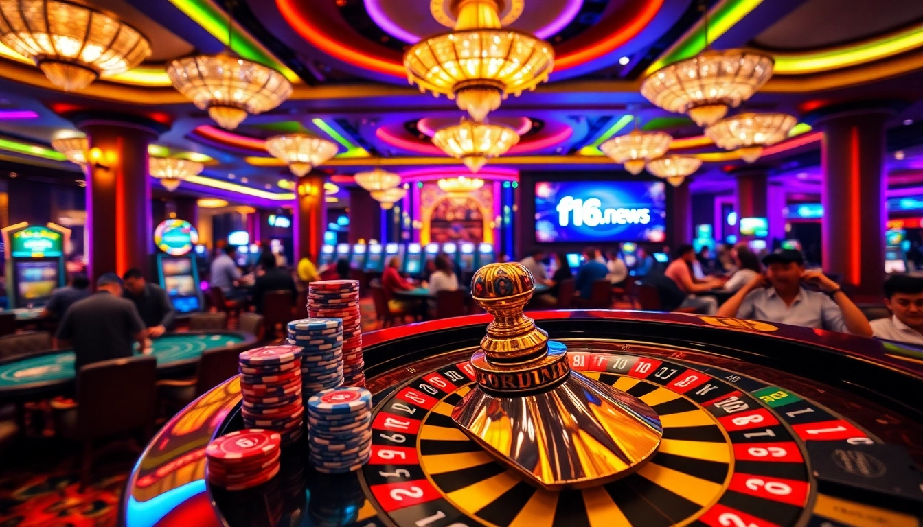 Experience the thrill of gaming at f168.news with exciting casino tables and poker chips.