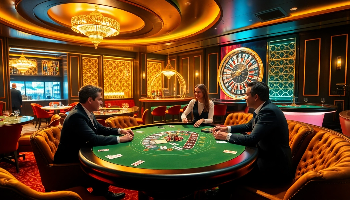 Experience thrilling gameplay at F8Bet with an elegant casino atmosphere featuring vibrant poker action.