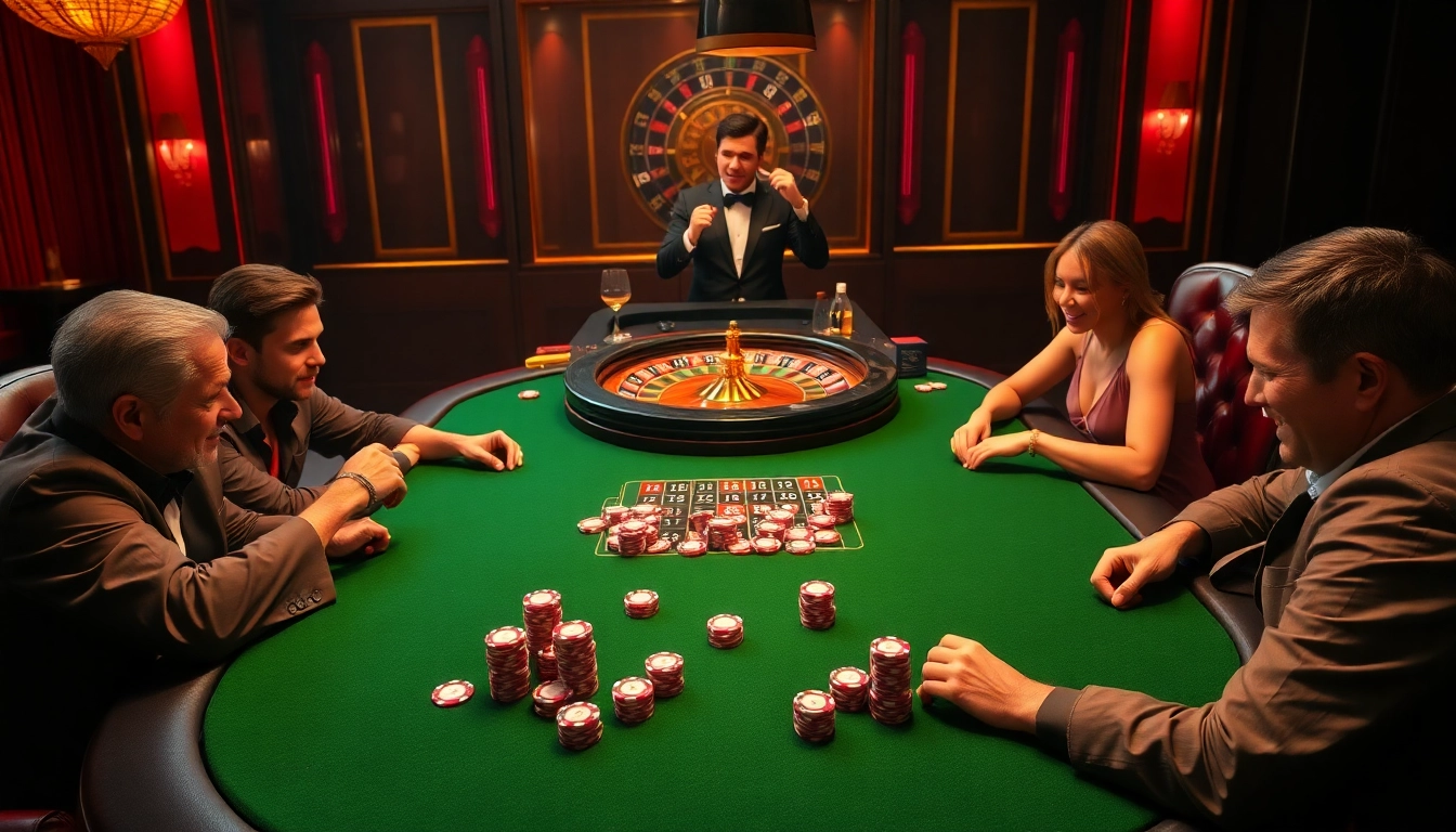 Experience the excitement of gameplay at Red88 vin's luxurious casino, showcasing poker champions at the table.