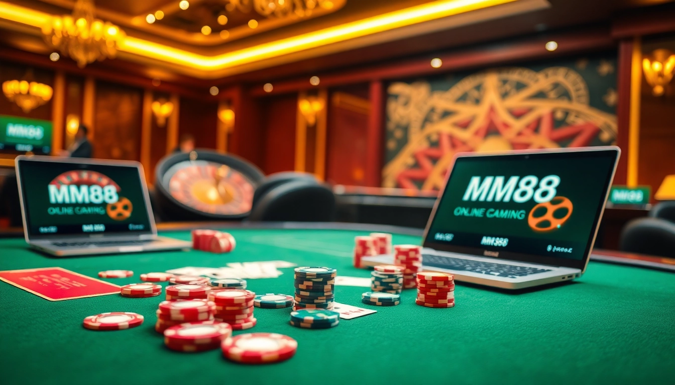 Players engaging in thrilling online gaming at https://mm88.in.net/, showcasing vibrant casino elements.