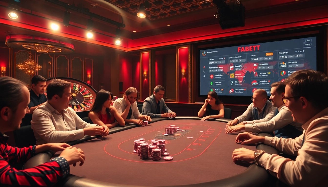 Players engaging in high-stakes poker at https://fabet.free/, highlighting excitement and strategic gameplay.