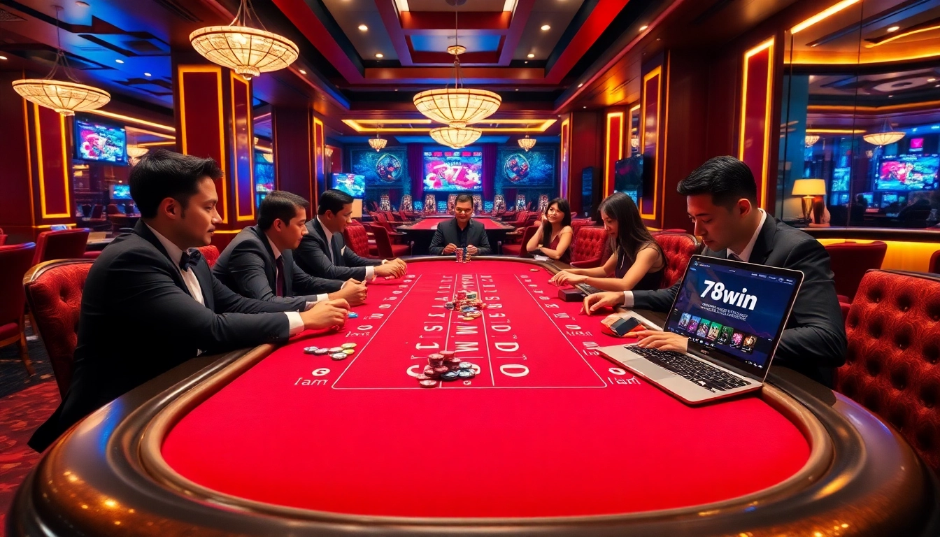 Play winning hands at 78win's vibrant poker table with colorful chips and excitement.