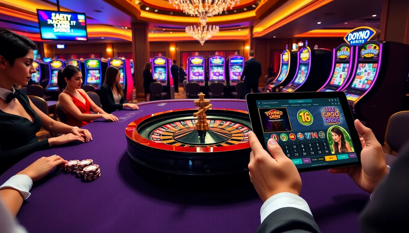 Players engaging with exciting games at loto188.gb.net, experiencing a vibrant casino atmosphere.