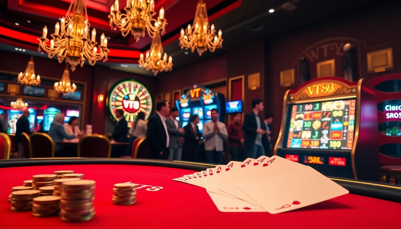 VT 88 players enjoying an exhilarating casino night with poker chips and cards.