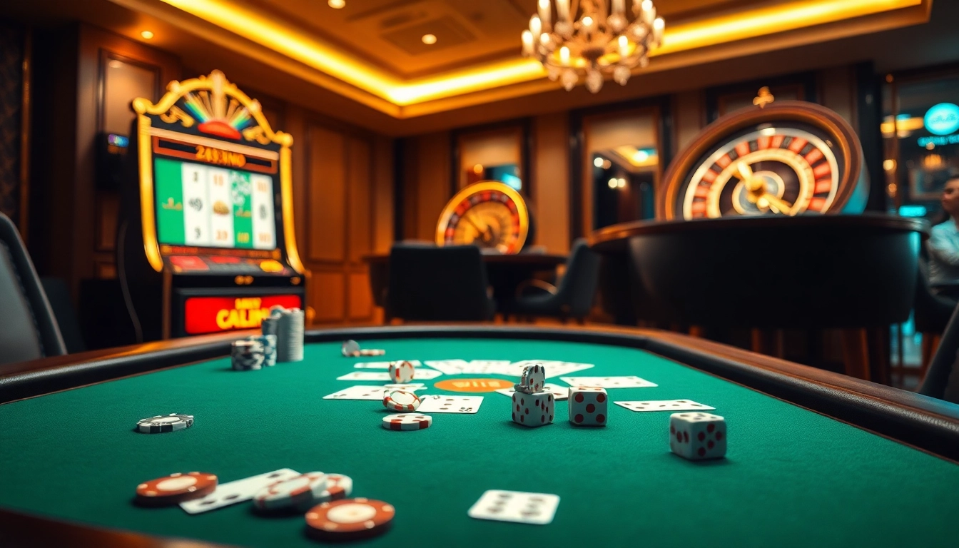 Experience the thrill of gambling with Link vào 23win at a luxurious casino table featuring poker chips and cards.