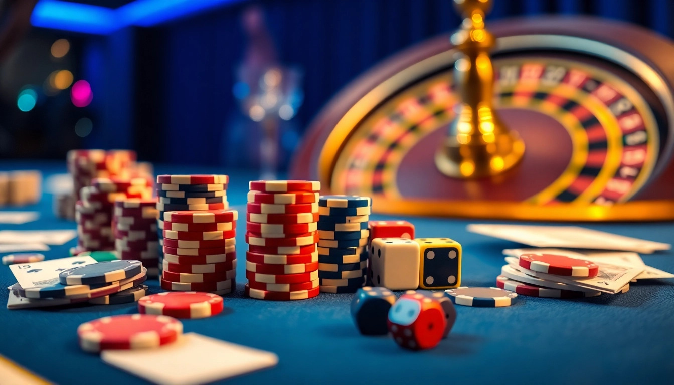 Players engaging at the EE88 casino table with vibrant poker chips and cards.