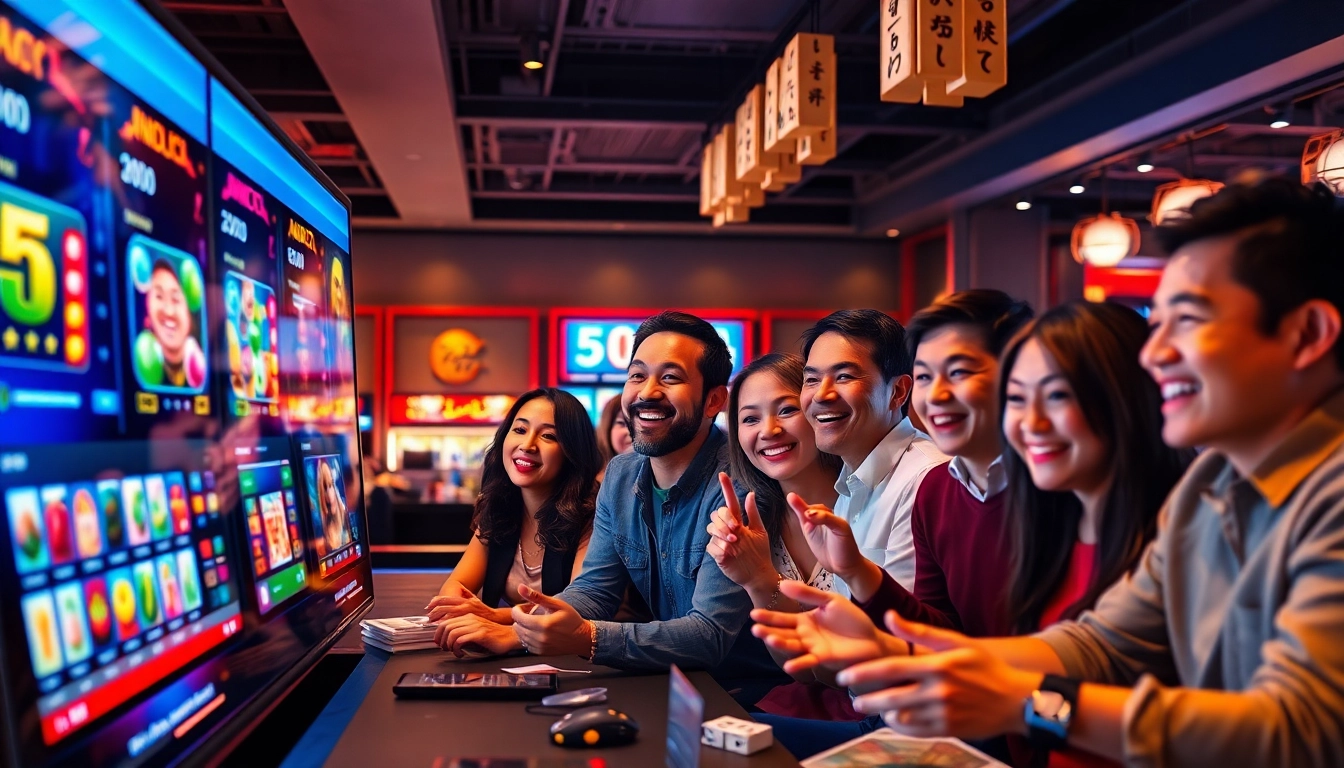 Engaging scene of online gaming on https://nk88.gg/ with players enjoying lottery and slots, emphasizing excitement.