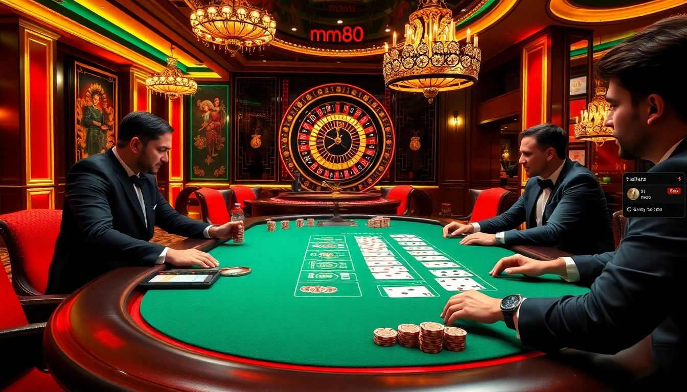 Players enjoy an exciting game at the mm88 casino table, demonstrating high stakes and thrilling gameplay.