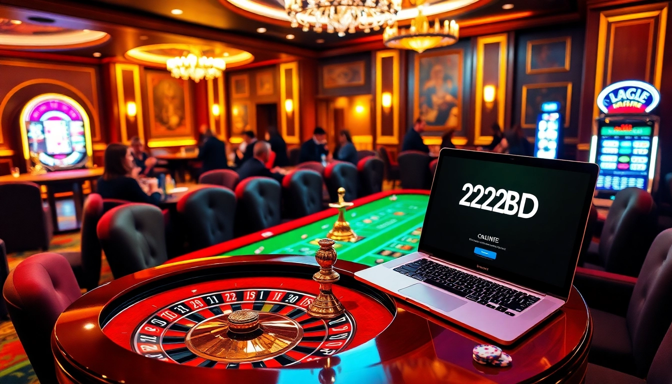Players enjoying a thrilling roulette game at 222BD's lavish online casino.