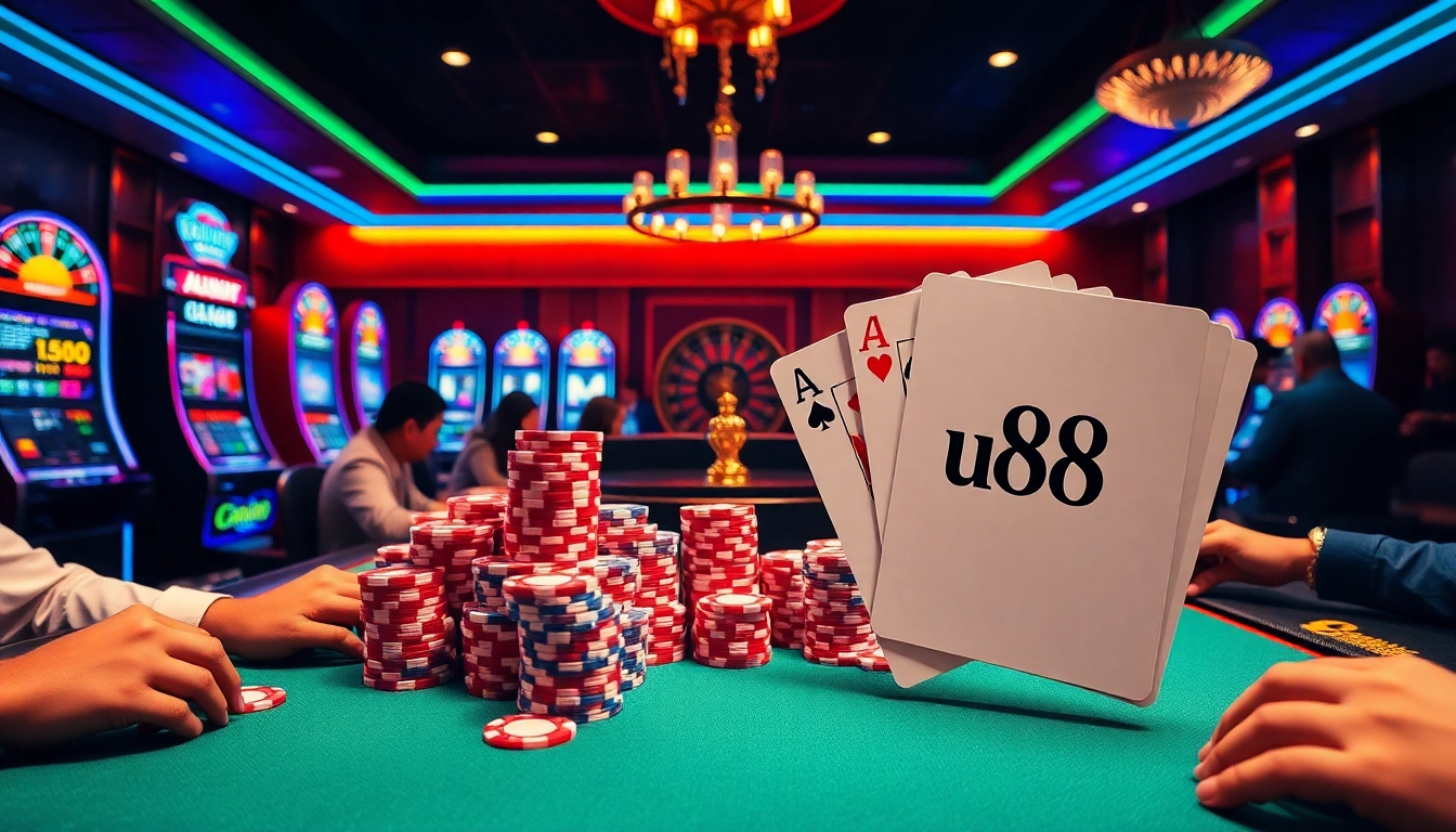 Experience the thrill of u88 casino gaming with vibrant poker and roulette action.
