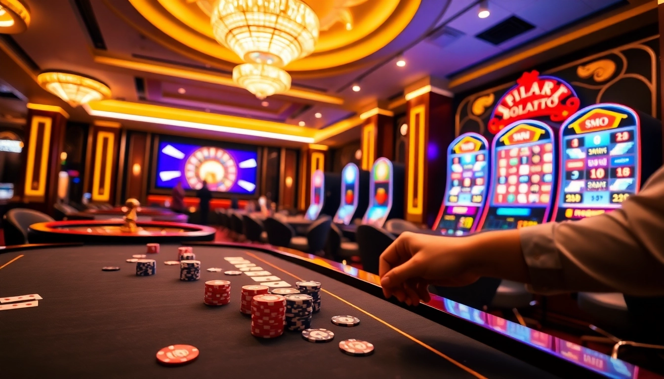 Experience the thrill of xin88 com sòng bạc with vibrant gaming tables and luxurious ambiance.