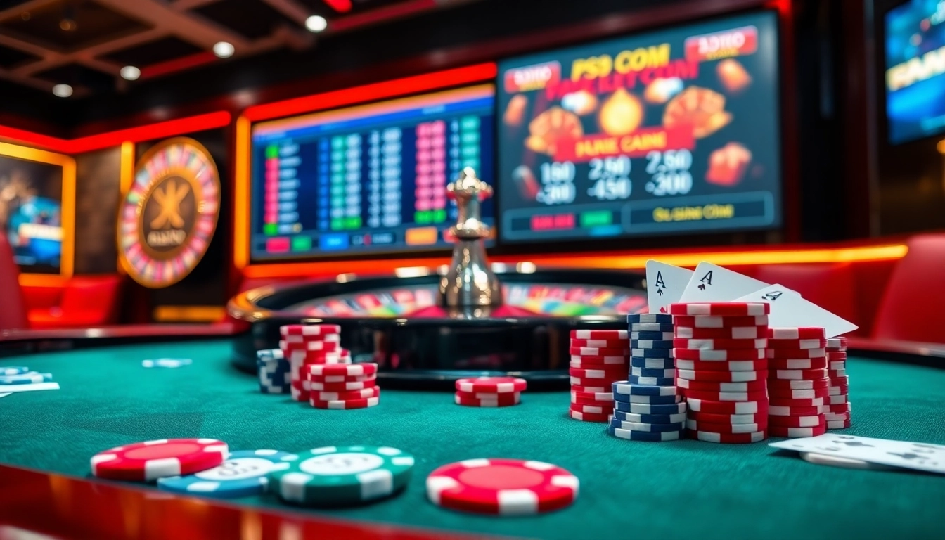 Engagement at the PS99 COM betting table with vibrant chips and a roulette wheel.
