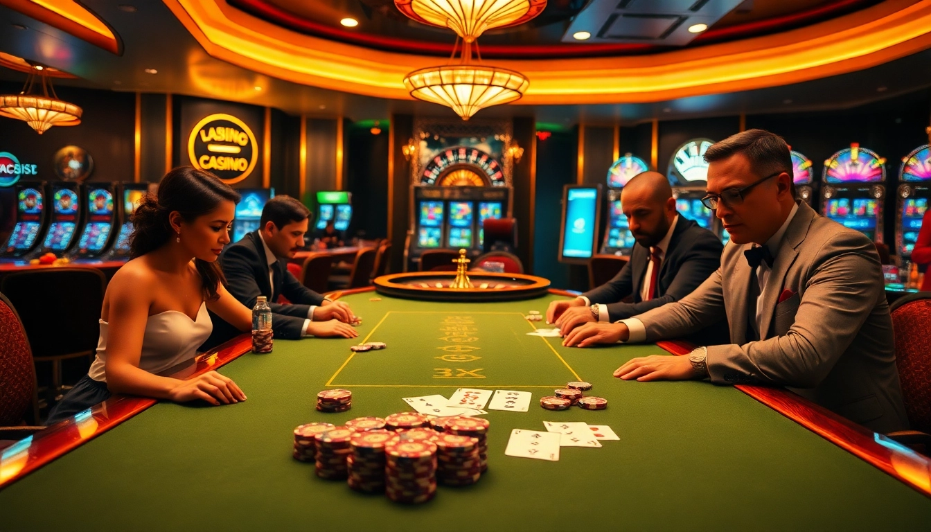 LUCK8 poker table filled with chips and cards, creating an exciting casino atmosphere.