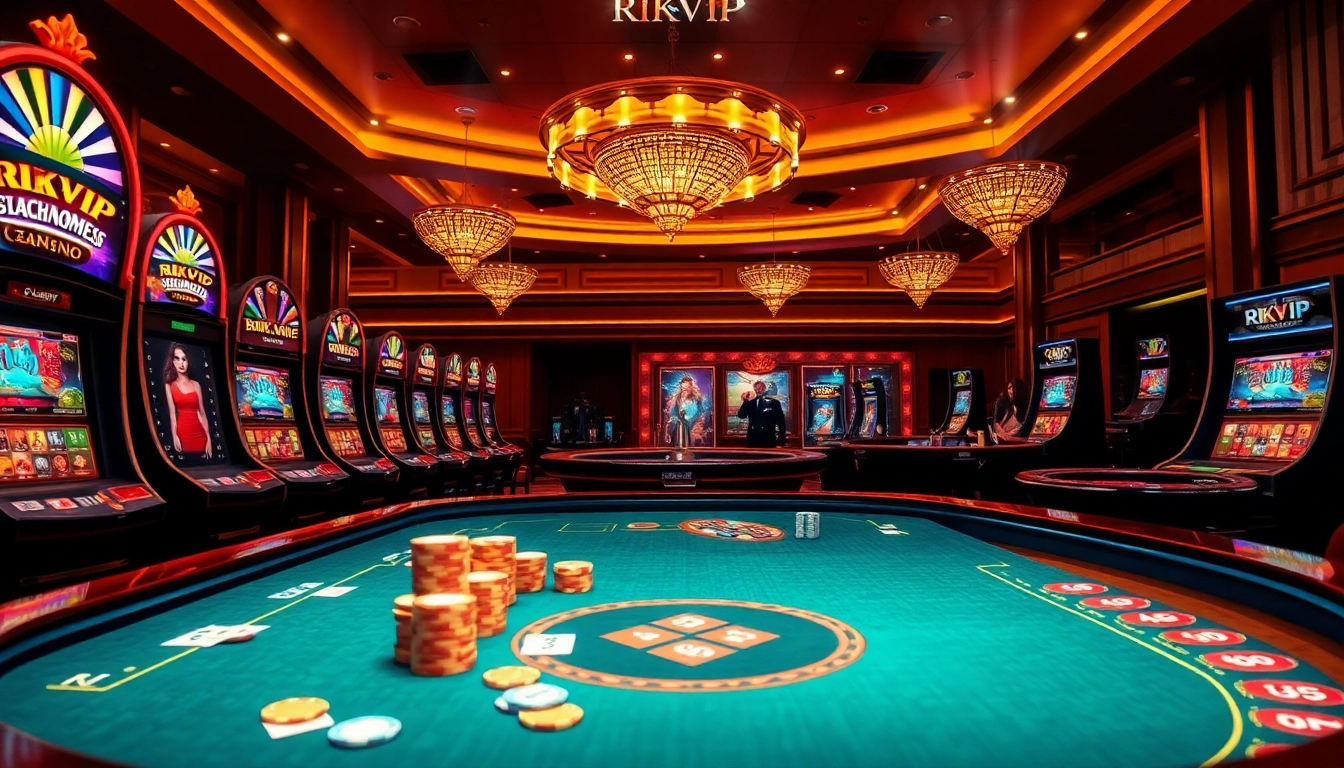 RIKVIP online casino interface showcasing vibrant slot machines and exciting gameplay.