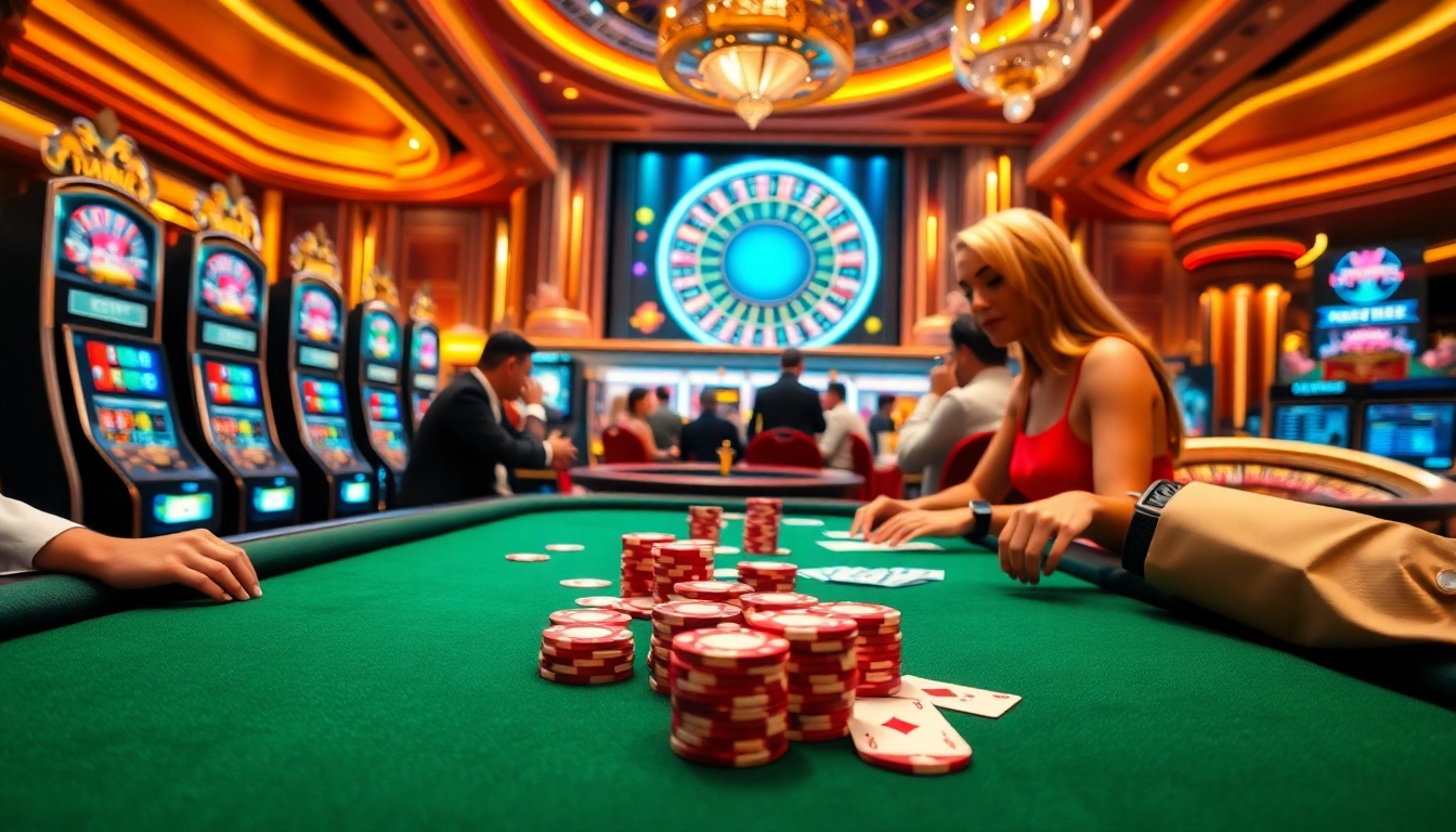 Experience thrilling gameplay at UU88 with vibrant casino tables and engaged players.