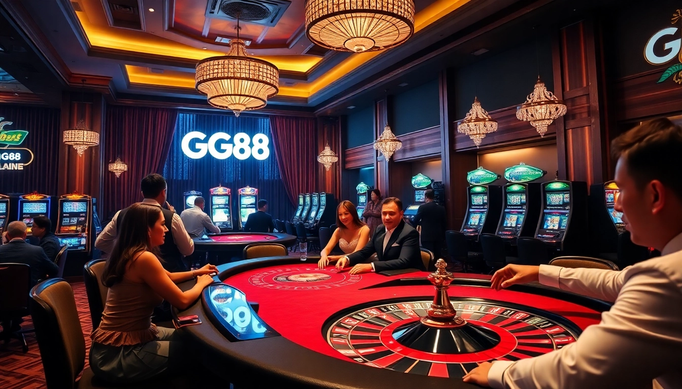 Experience the thrilling atmosphere of GG88 with professional dealers and vibrant casino games.