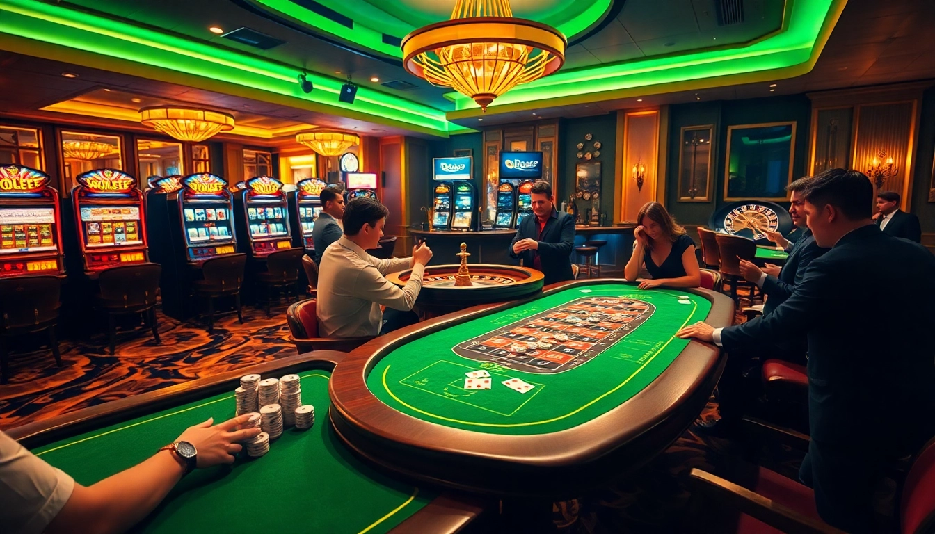 Experience the thrill of WW88 gaming with luxurious casino tables and vibrant slot machines.