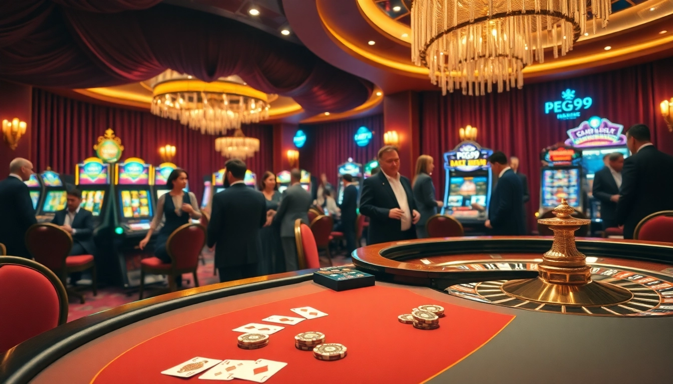 Engage in thrilling casino games at PG99's luxurious blackjack table with vibrant chips and cards.