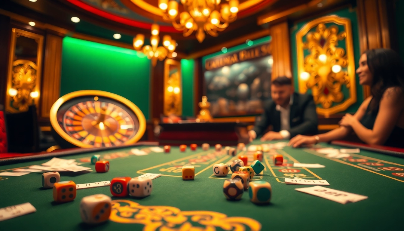 Exciting Go88 Tài Xỉu gameplay at a luxurious casino table with vibrant colors and dynamic atmosphere.