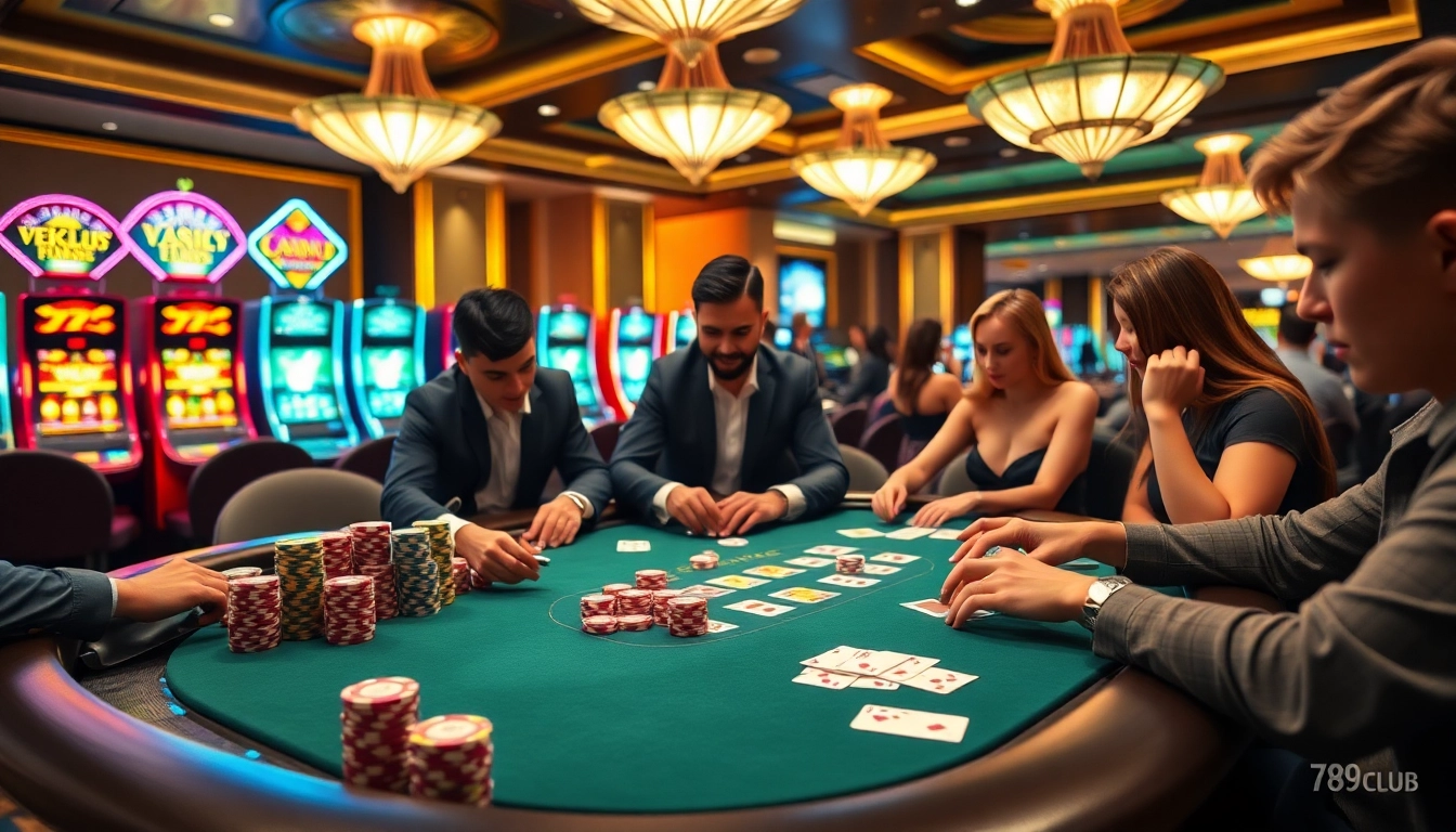 Experience high-stakes gambling at 789CLUB with professional poker and vibrant chips.